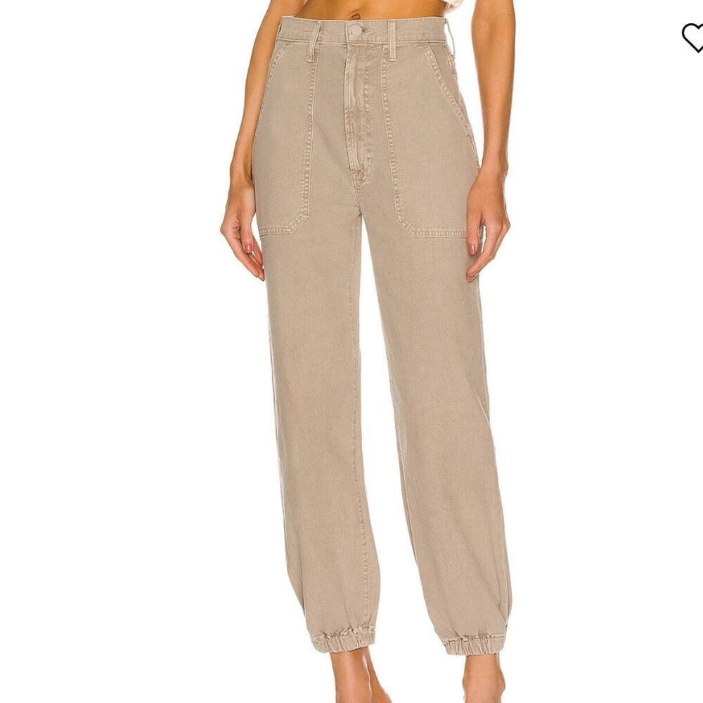 Mother 32 The Wrapper Patch Springy Ankle Joggers in Tan